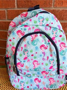 NWT Girls Baby Blue and Pink Mermaid Print School Backpack, under the sea bag
